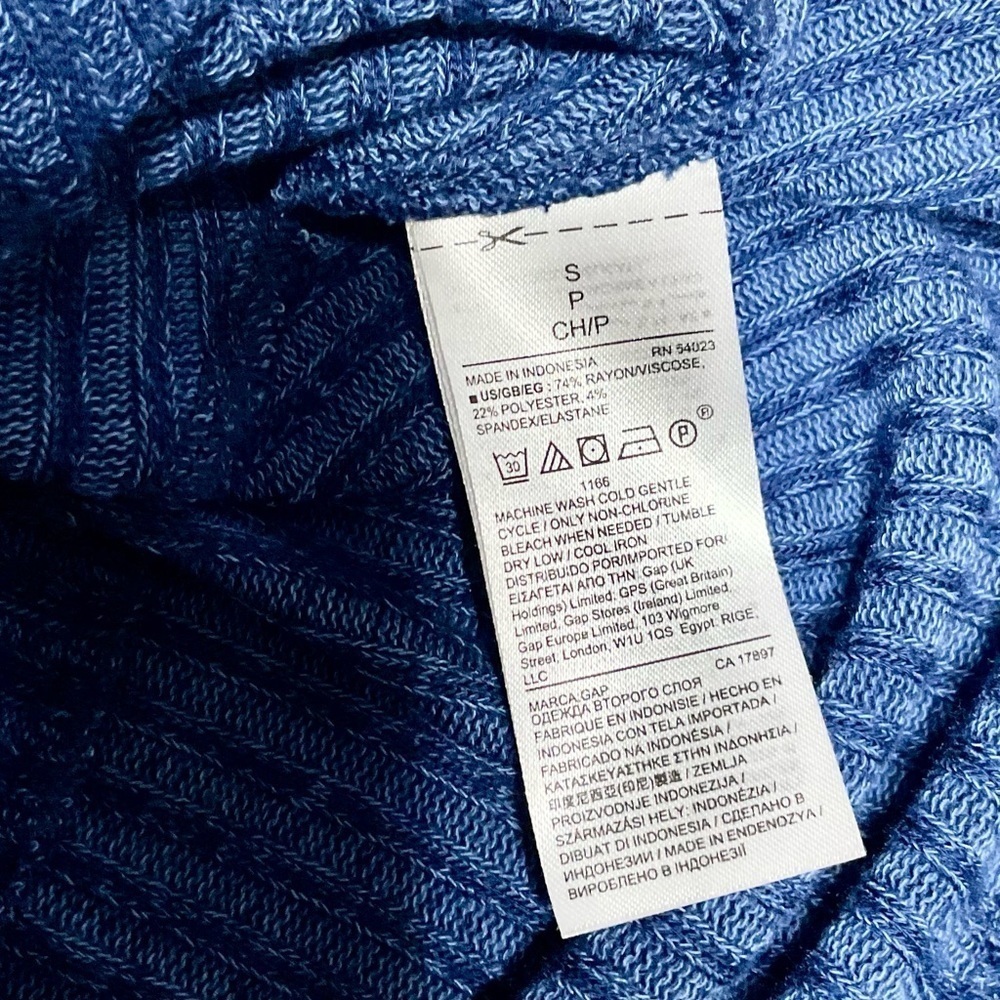 GAP Ribbed Knit Casual Fit & Flare Dress Women S Blue Minimalist Preppy Pullover - Picture 7 of 9
